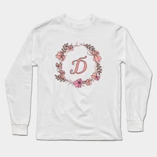 Letter D Rose Pink Initial Monogram - Letter D Long Sleeve T-Shirt
